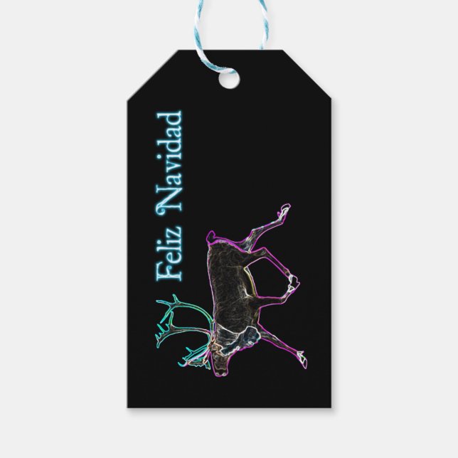 Étiquettes-cadeau Feliz Navidad - Caribou électrique (Devant)