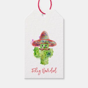 Étiquettes-cadeau Felize Navidad Cactus Art Southwest Christmas Fun