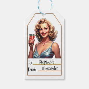 Étiquettes-cadeau Femme élégante vintage  Personnalisé - De et vers 