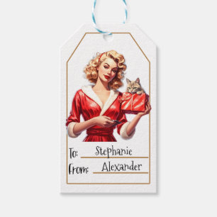 Étiquettes-cadeau Femme élégante vintage Personnalisé - De et vers