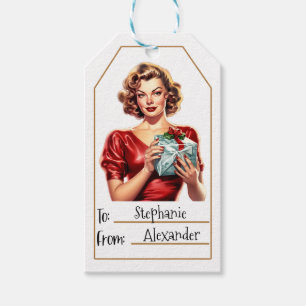 Étiquettes-cadeau Femme élégante vintage Personnalisé - De et vers