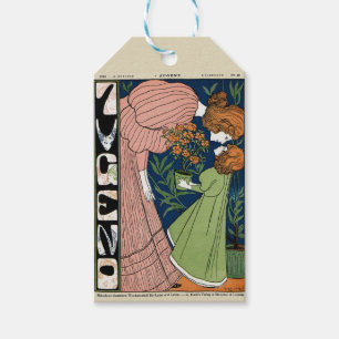Étiquettes-cadeau Femme et Fille Art Nouveau Robe Verte Vintage