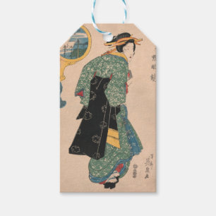 Étiquettes-cadeau Femme japonaise Kimono : Ukiyo-e Woodblock Imprime