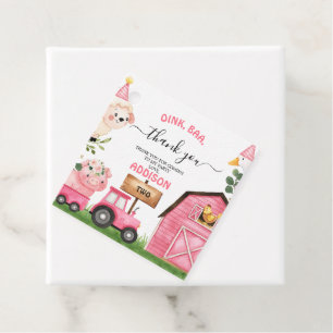Étiquettes Cadeau Ferme Pink Grange Tracteur Anniversaire Merci