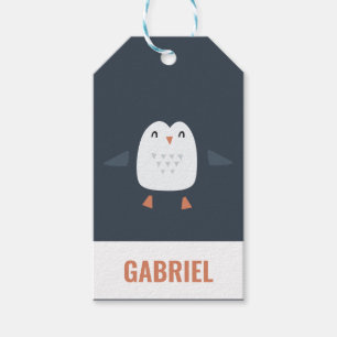 Étiquettes-cadeau festif drôle petit pingouin personnalisé enfants