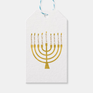Étiquettes-cadeau Festif Menorah Hanoukka Céleste bougies Mariage
