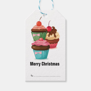 Étiquettes-cadeau Festif Noël Cupcakes Holiday