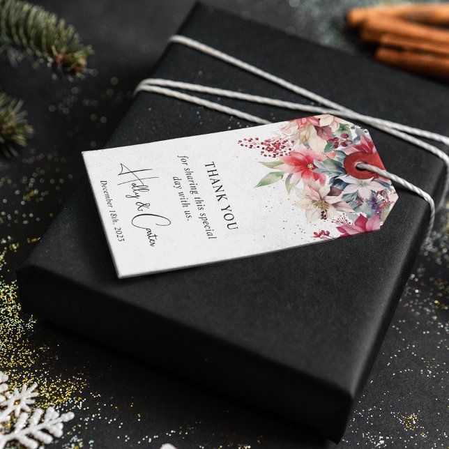 Étiquettes-cadeau Festif Noël Florals Mariage (Créateur téléchargé)