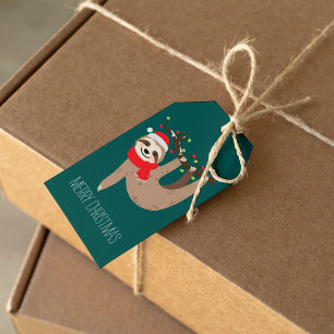 Étiquettes-cadeau Festif Noël Sloth Personnalisé