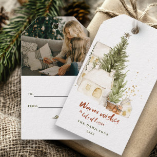 Étiquettes-cadeau Festif Vintage Boho Famille de Noël Aquarelle