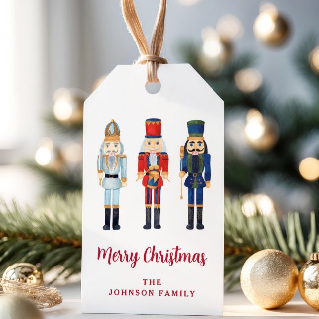 Étiquettes-cadeau Festin Casse-Noisette Script Joyeux Noël (Festive Nutcracker Script Merry Christmas Gift Tags)