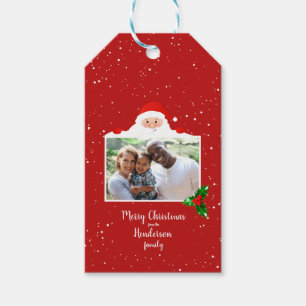 Étiquettes-cadeau Festive Cheeky Père Noël - Photo personnalisée 