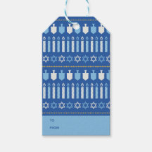 Festive Dreidel Icons Hanoukka Holiday Blue Gold