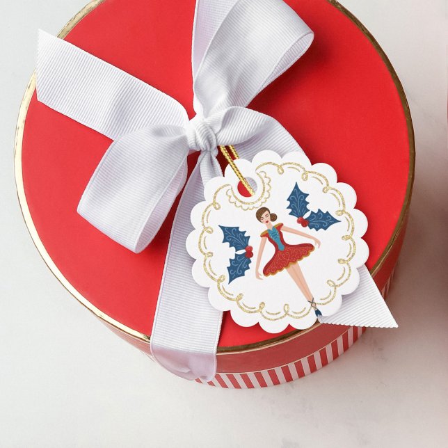 Étiquettes Cadeau Festive Noël Casse-Noisette Danse De Ballet De (Festive Christmas Nutcracker Ballet Dancer To From Favor Tags)