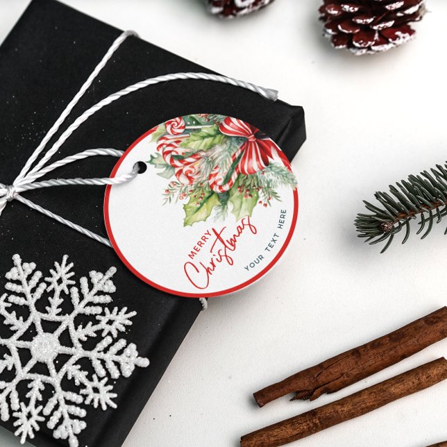 Étiquettes Cadeau Festive Sucres de canne sucrés Joyeux Noël (Créateur téléchargé)