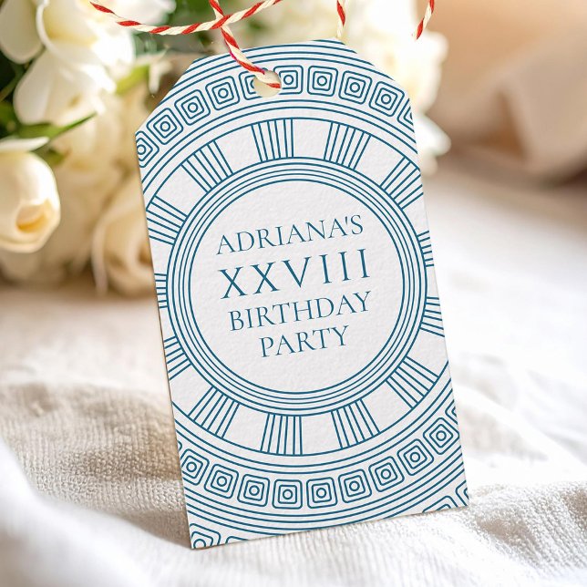 Étiquettes-cadeau Fête à thème grecque avec motifs bleus (Créateur téléchargé)
