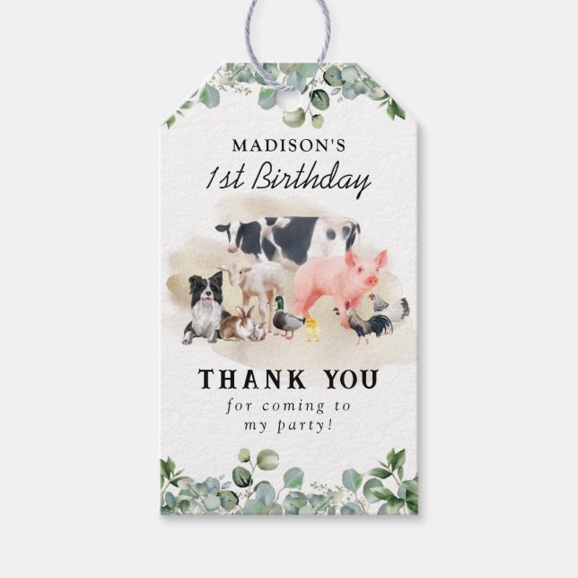 Étiquettes-cadeau Fête Anniversaire de enfant des animaux de ferme (Devant)