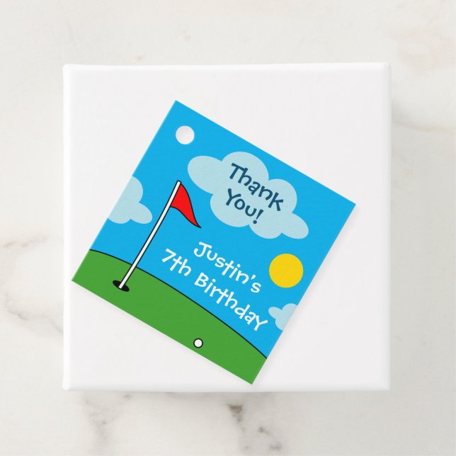 Étiquettes Cadeau Fête anniversaire de enfant putt putt mini golf (En situation)