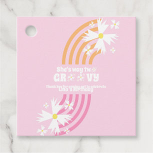 Étiquettes Cadeau Fête Arc-en-Ciel Groovy Rétro Chemin de Daisy Deux
