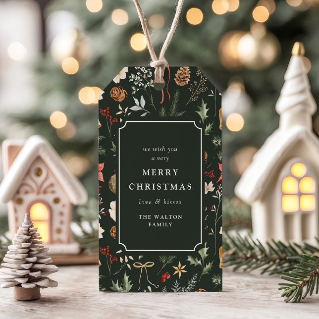 Étiquettes-cadeau Fête botanique de Noël d'hiver (Créateur téléchargé)