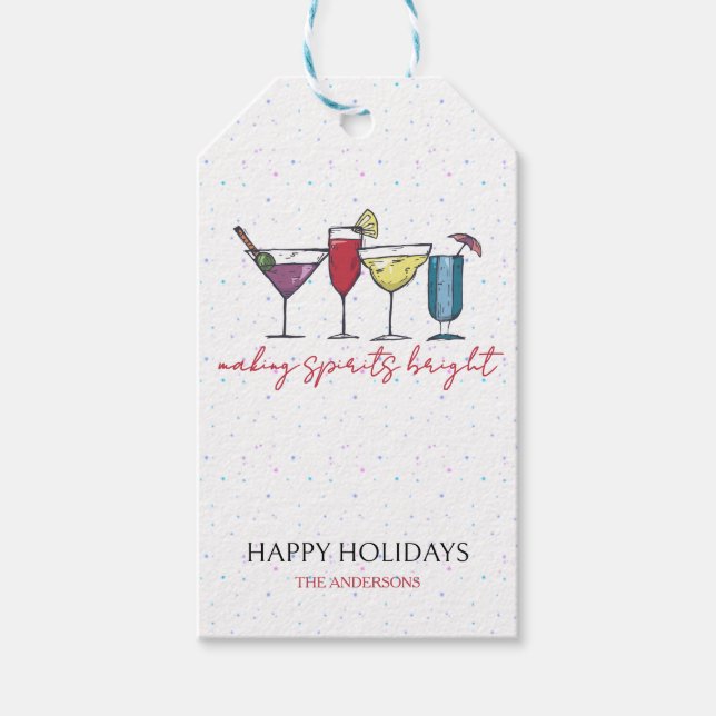Étiquettes-cadeau Fête Cocktail de Fêtes de Fête (Devant)
