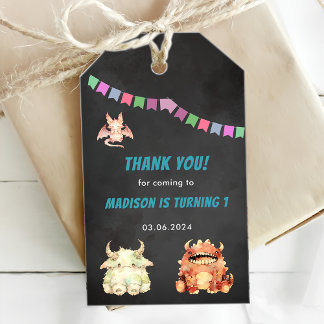 Étiquettes-cadeau Fête d'anniversaire à thème de Little Monster
