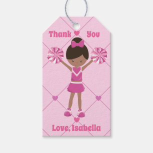 Étiquettes-cadeau Fête d'anniversaire afro-américaine Pom-pom girl r