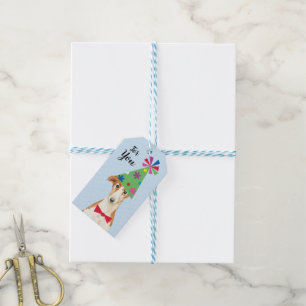 Étiquettes-cadeau Fête d'anniversaire Borzoi