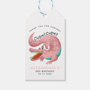 Étiquettes-cadeau Fête d'anniversaire d'Alligator rose Favoriser