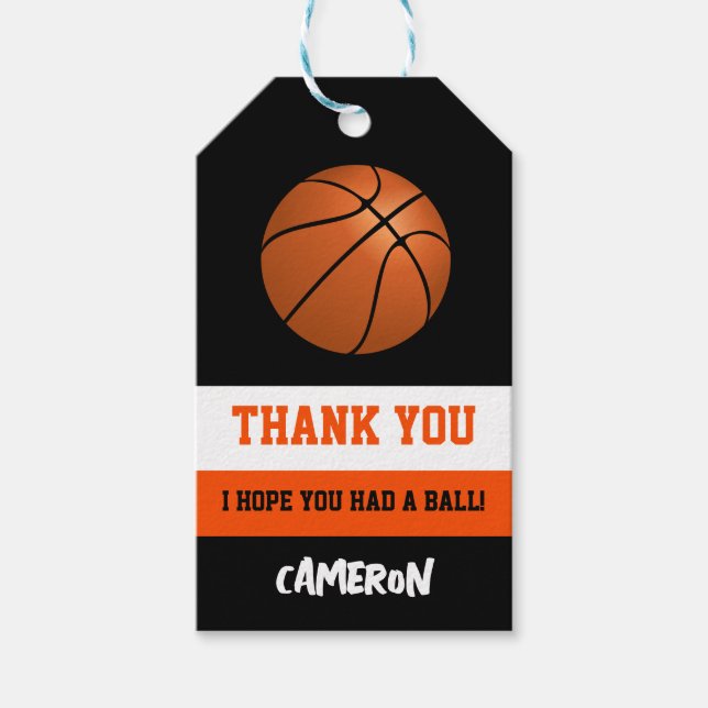 Étiquettes-cadeau Fête d'anniversaire de basket-ball (Devant)
