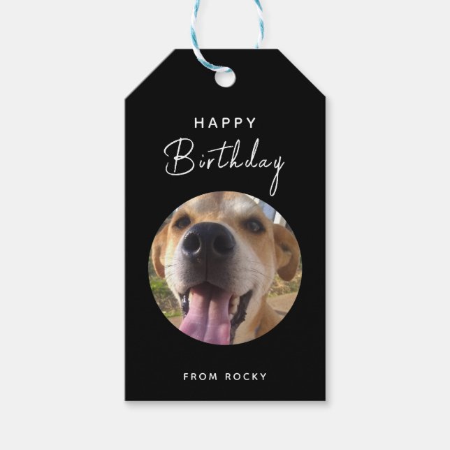 Étiquettes-cadeau Fête d'anniversaire de chien Photo personnalisée p (Devant)