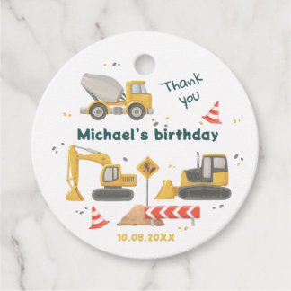 Étiquettes Cadeau Fête d'anniversaire de construction à l'aquarelle