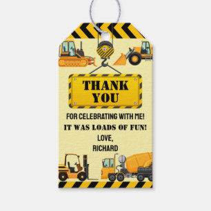 Étiquettes-cadeau Fête d'anniversaire de construction pour enfants M