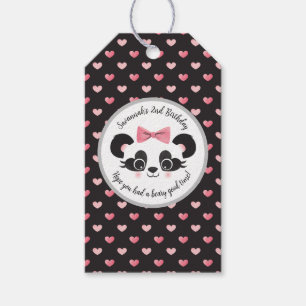 Étiquettes-cadeau Fête d'anniversaire de filles Ourson Panda Rose