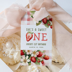 Étiquettes-cadeau Fête d'anniversaire de fraise pour la première ann