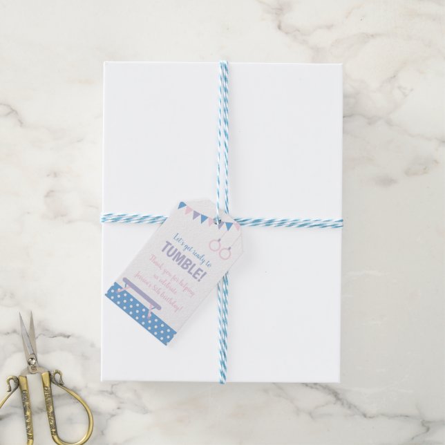 Étiquettes-cadeau Fête d'anniversaire de gymnastique  (Avec de laficelle)