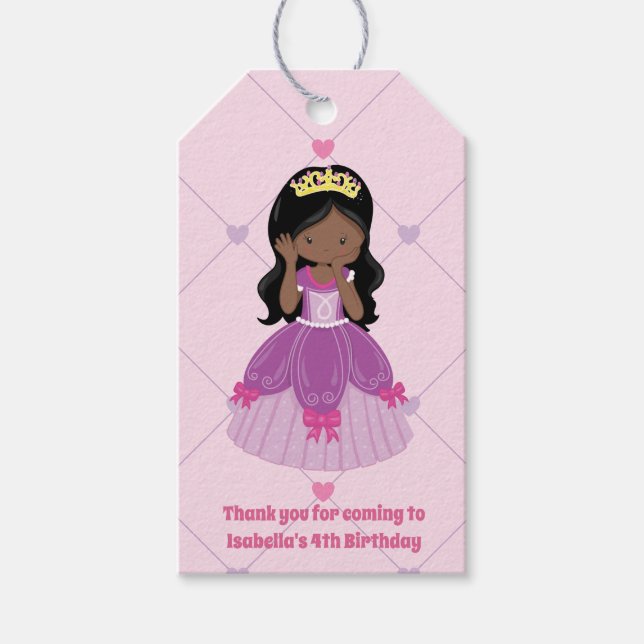 Étiquettes-cadeau Fête d'anniversaire de la princesse africaine amér (Devant)