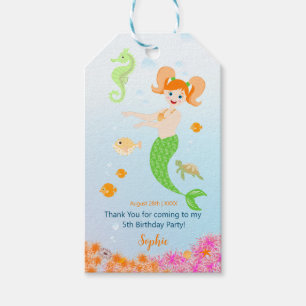 Étiquettes-cadeau Fête d'anniversaire de la Sirène et de ses amis