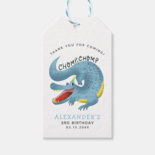 Étiquettes-cadeau Fête d'anniversaire de l'alligator bleu Favoriser