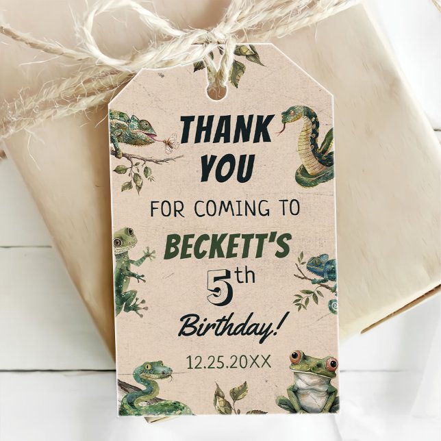Étiquettes-cadeau Fête d'anniversaire de l'enfant à thème Reptile (Créateur téléchargé)