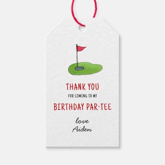 Étiquettes-cadeau Fête d'anniversaire de Mini Golf Merci (Devant)