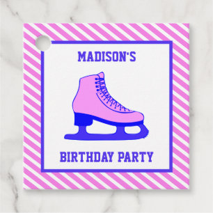 Étiquettes Cadeau Fête d'anniversaire de patinage sur glace Pink Ska