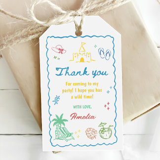 Étiquettes-cadeau Fête d'anniversaire de plage d'été tropicale 