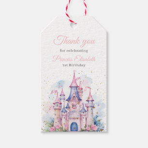 Étiquettes-cadeau Fête d'anniversaire de princesse Château de conte