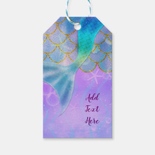 Étiquettes-cadeau Fête d'anniversaire de sirène Iridescent Pearl Shi