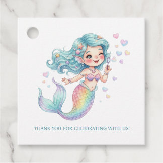 Étiquettes Cadeau Fête d'anniversaire de sirène pastel personnalisée