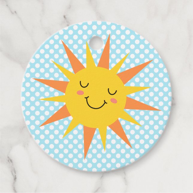 Étiquettes Cadeau Fête d'anniversaire de Sunshine Comass souriant (Devant)