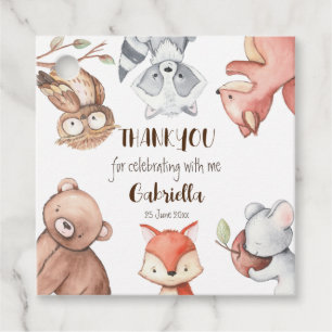 Étiquettes Cadeau Fête d'anniversaire des animaux de la forêt de Woo
