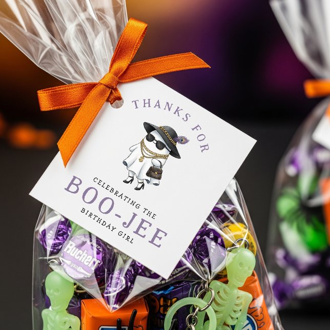 Étiquettes Cadeau Fête d'anniversaire d'Halloween Boujee Ghost (Halloween Birthday Party Boujee Ghost Favor Tags
)
