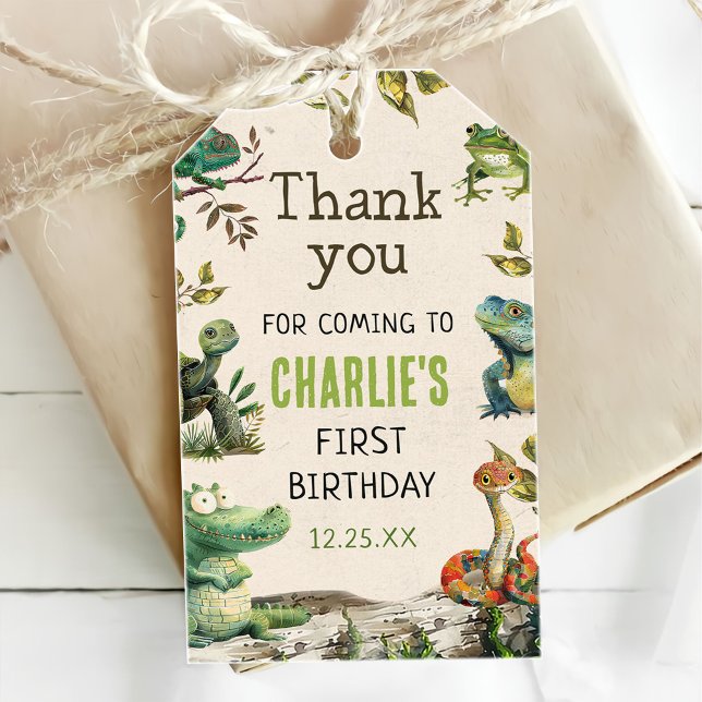 Étiquettes-cadeau Fête d'anniversaire du reptile Show (Créateur téléchargé)